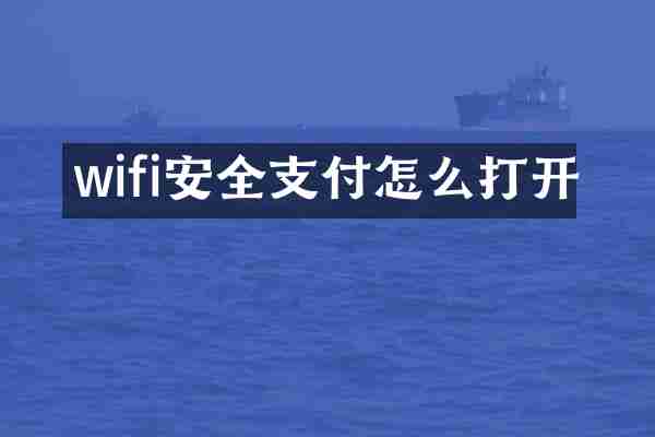 wifi安全支付怎么打开