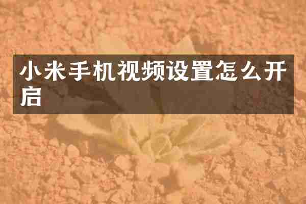 小米手机视频设置怎么开启