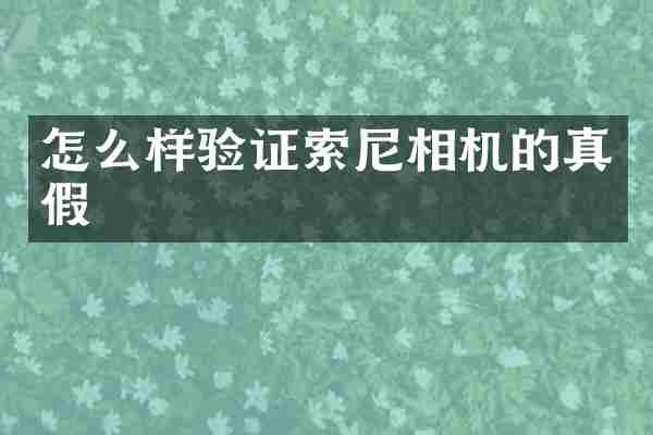 怎么样验证索尼相机的真假