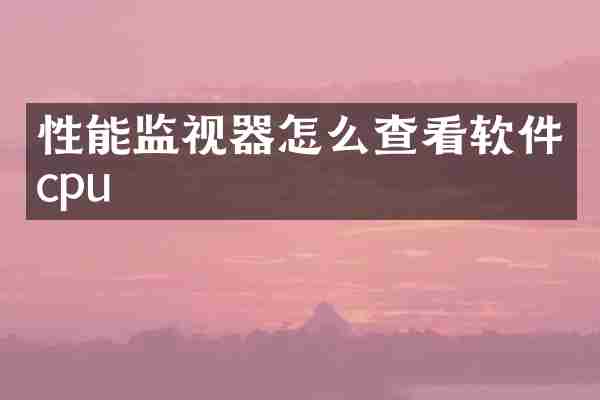 性能监视器怎么查看软件cpu