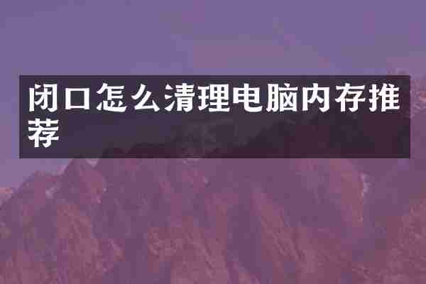 闭口怎么清理电脑内存推荐