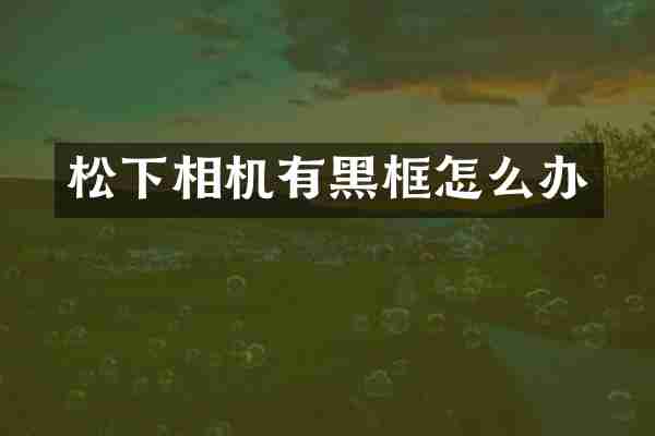 松下相机有黑框怎么办