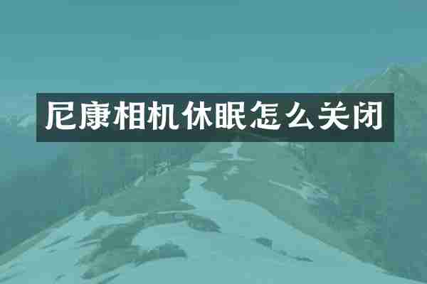 尼康相机休眠怎么关闭