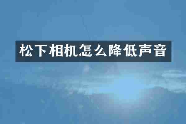松下相机怎么降低声音