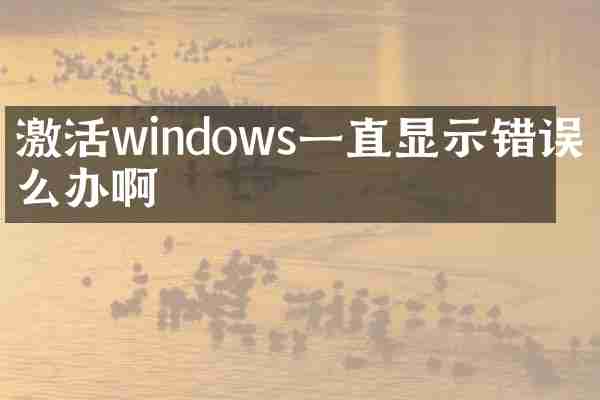 激活windows一直显示错误怎么办啊