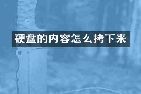 硬盘的内容怎么拷下来