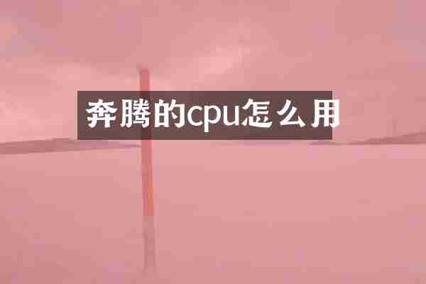 奔腾的cpu怎么用