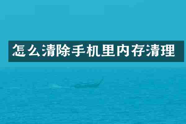 怎么清除手机里内存清理