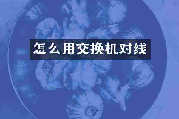怎么用交换机对线