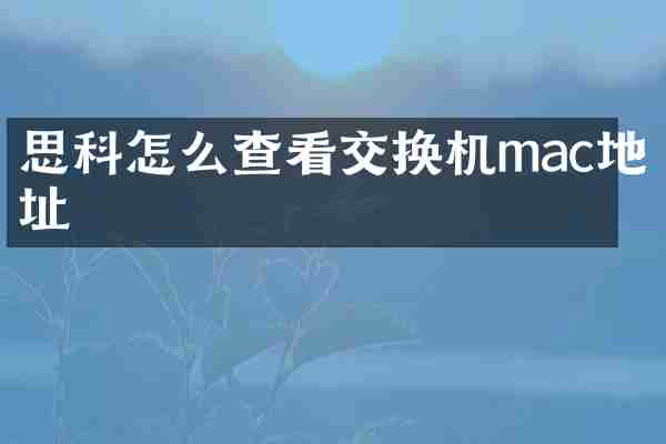 思科怎么查看交换机mac地址