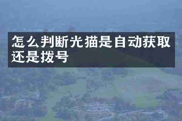 怎么判断光猫是自动获取还是拨号