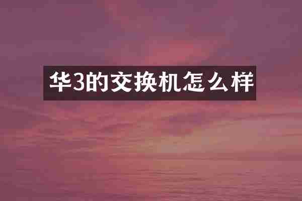 华3的交换机怎么样