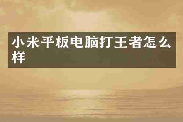 小米平板电脑打王者怎么样