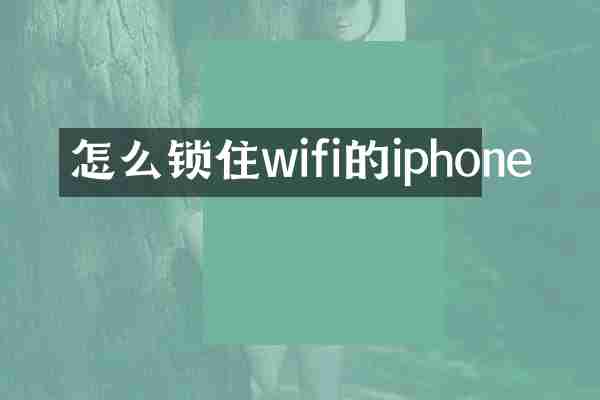 怎么锁住wifi的iphone