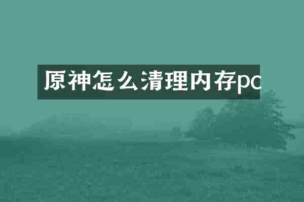 原神怎么清理内存pc