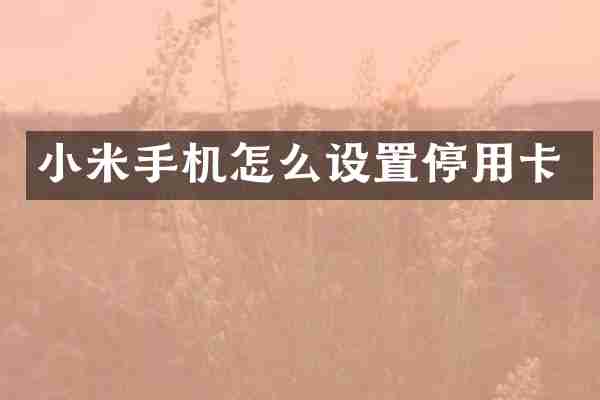 小米手机怎么设置停用卡