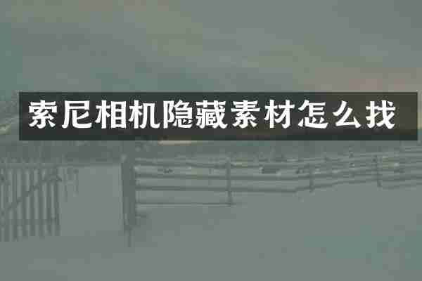 索尼相机隐藏素材怎么找
