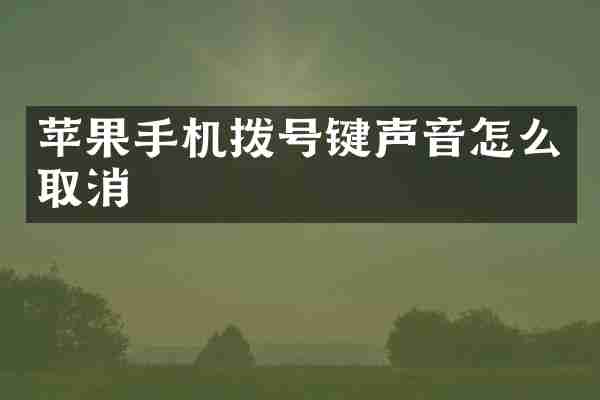 苹果手机拨号键声音怎么取消