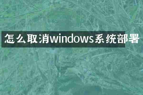 怎么取消windows系统部署