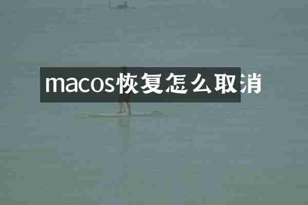 macos恢复怎么取消