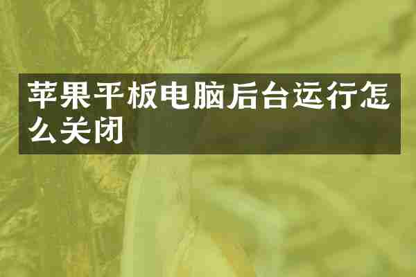 苹果平板电脑后台运行怎么关闭