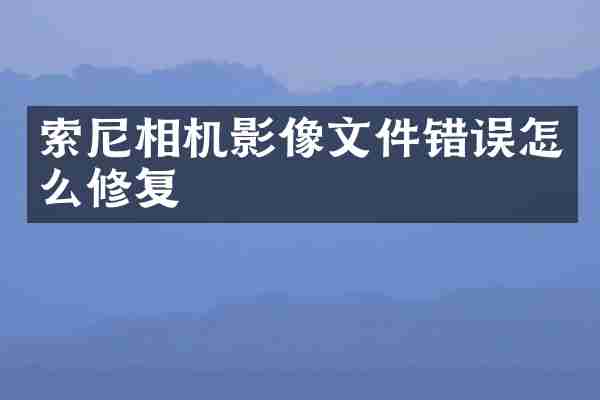 索尼相机影像文件错误怎么修复