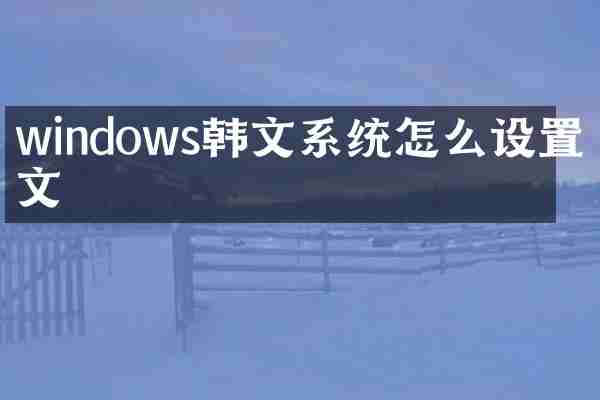windows韩文系统怎么设置中文