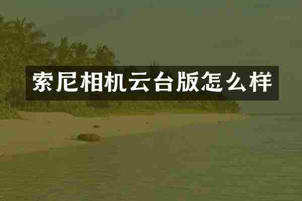 索尼相机云台版怎么样