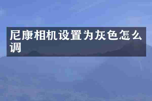 尼康相机设置为灰色怎么调
