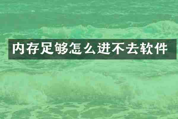 内存足够怎么进不去软件