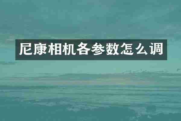 尼康相机各参数怎么调