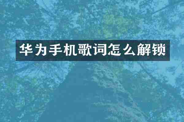 华为手机歌词怎么解锁