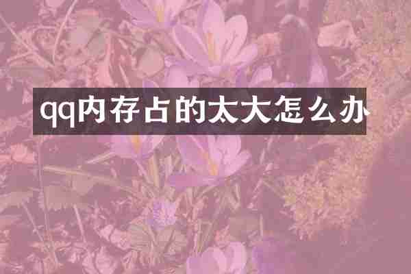 qq内存占的太大怎么办