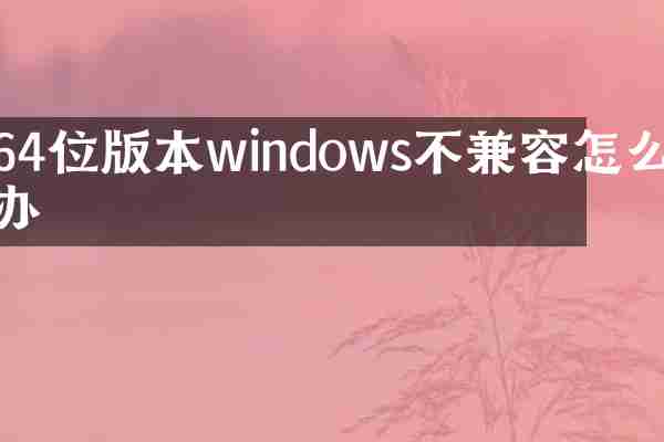 64位版本windows不兼容怎么办