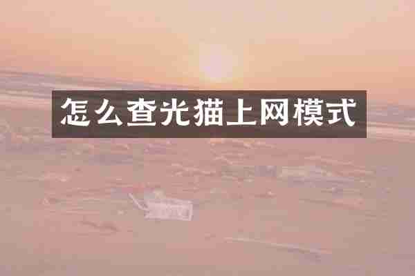 怎么查光猫上网模式