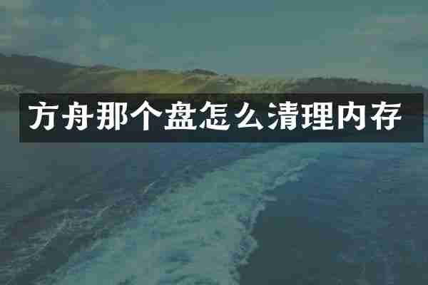 方舟那个盘怎么清理内存