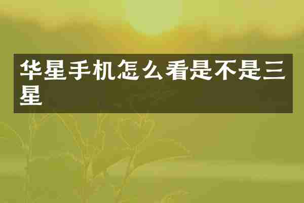 华星手机怎么看是不是三星