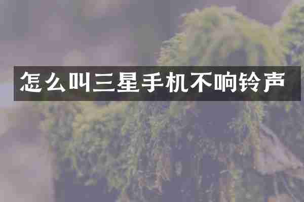 怎么叫三星手机不响铃声