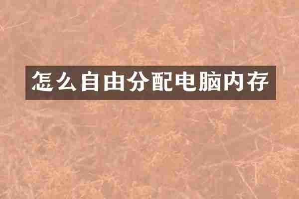 怎么自由分配电脑内存