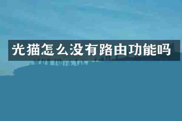 光猫怎么没有路由功能吗