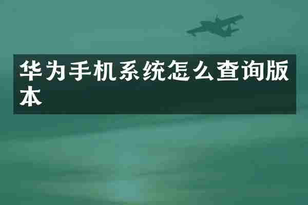 华为手机系统怎么查询版本