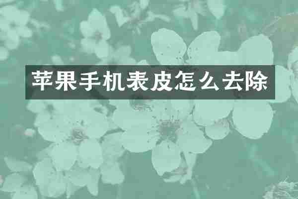 苹果手机表皮怎么去除