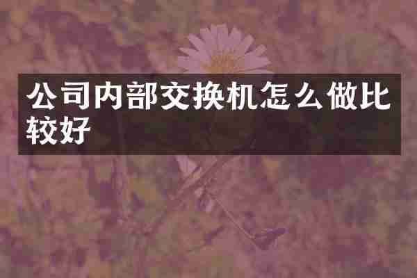 公司内部交换机怎么做比较好