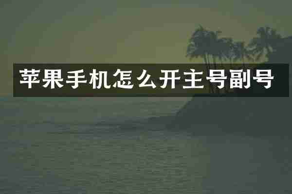 苹果手机怎么开主号副号