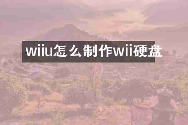 wiiu怎么制作wii硬盘