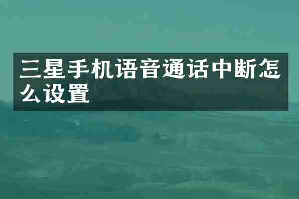 三星手机语音通话中断怎么设置