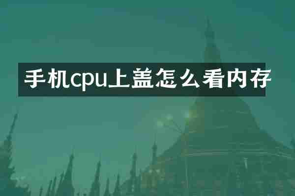 手机cpu上盖怎么看内存