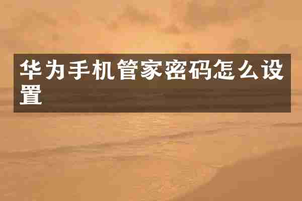 华为手机管家密码怎么设置