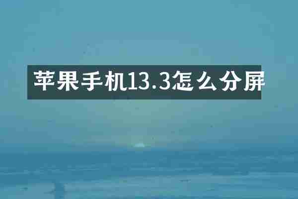 苹果手机13.3怎么分屏
