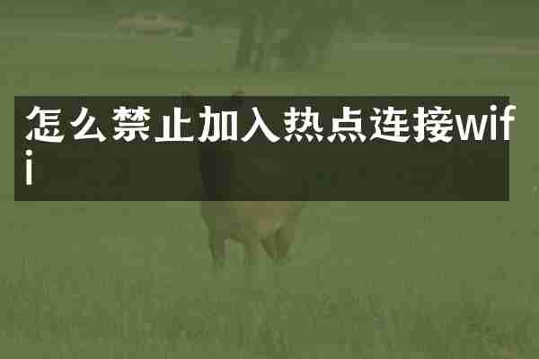 怎么禁止加入热点连接wifi